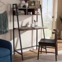 Baxton Studio WS12201-Coffee/Black Ethan Rustic Industrial Style Brown Wood and Metal Desk